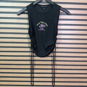 Forever 21 Black 'Good Vibes Only' Cinched Tank Top